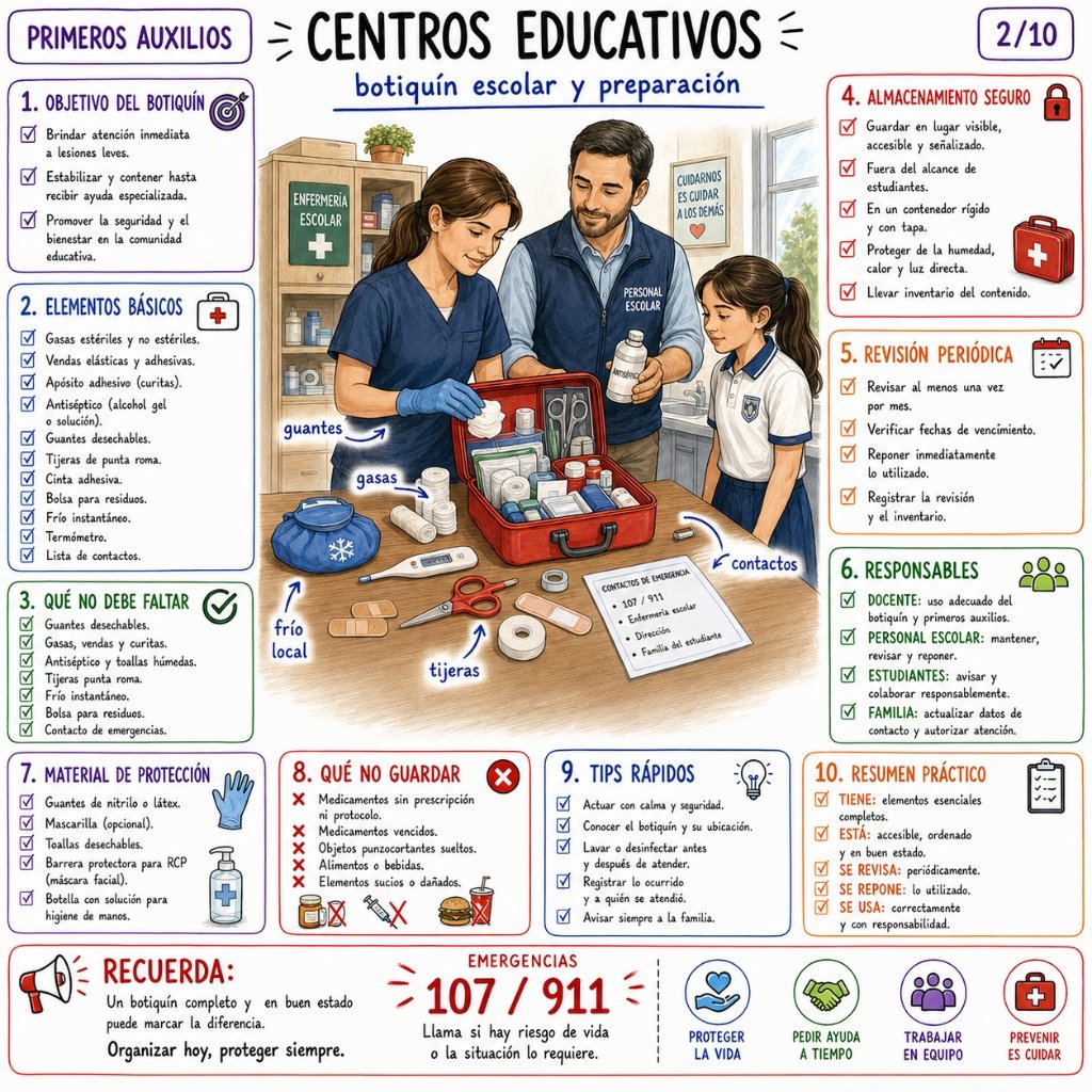 Centros Educativos: Fundamentos de primeros auxilios en la escuela