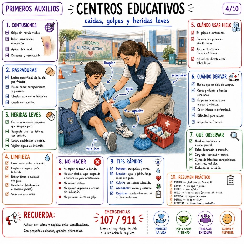 Centros Educativos: Caídas, golpes y heridas leves